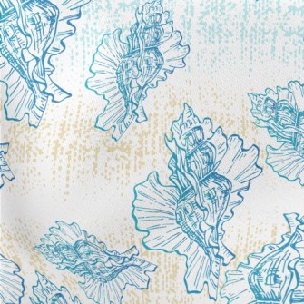 Hand Drawn Beautiful Shells Lightweight Cotton Poplin