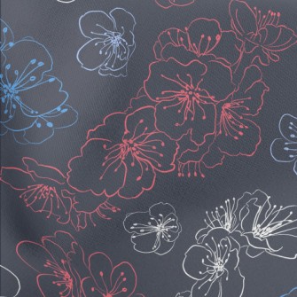 Colorful Hand Drawn Cherry Blo Lightweight Cotton Poplin