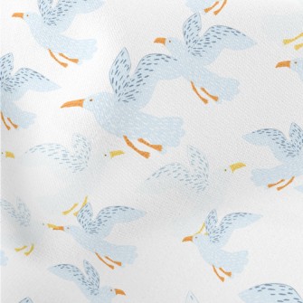Hand Drawn Cute Seagull Lightweight Cotton Poplin