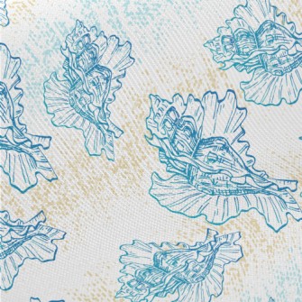 Hand Drawn Beautiful Shells Midweight Cotton Poplin