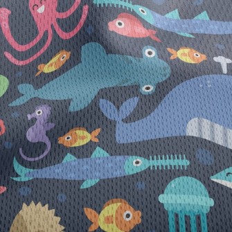 Funny Big-eyed Sea Animals Athletic Mesh Flat Back