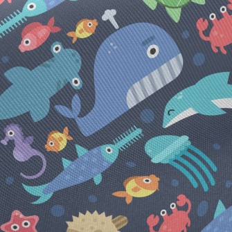 Funny Big-eyed Sea Animals Twill