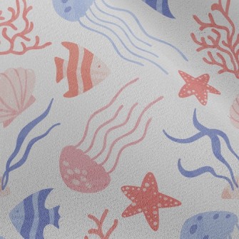 Bright Coral Jellyfish Fish Chiffon