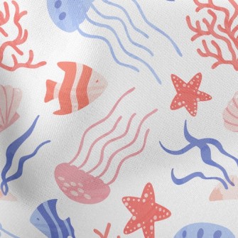 Bright Coral Jellyfish Fish Stretch Ponte