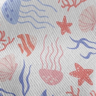 Bright Coral Jellyfish Fish Standard Corduroy