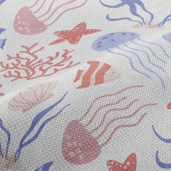 Bright Coral Jellyfish Fish Performance Linen