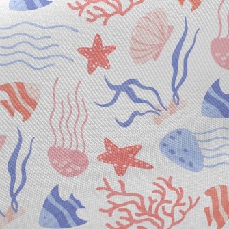Bright Coral Jellyfish Fish Twill