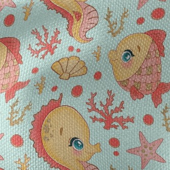 Scale Fish And Seahorse Waterproof Canvas