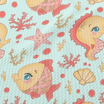 Scale Fish And Seahorse Birdseye Piqué