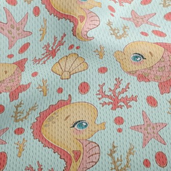 Scale Fish And Seahorse Athletic Mesh Flat Back