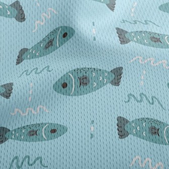 Deep Sea Swimming Fish Athletic Mesh Flat Back