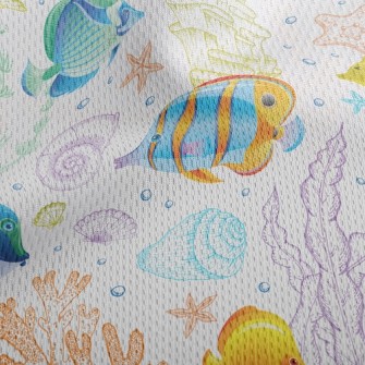 Bright Fish And Coral Athletic Mesh Flat Back