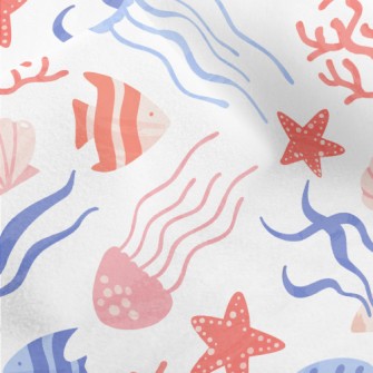 Bright Coral Jellyfish Fish Micro Fleece