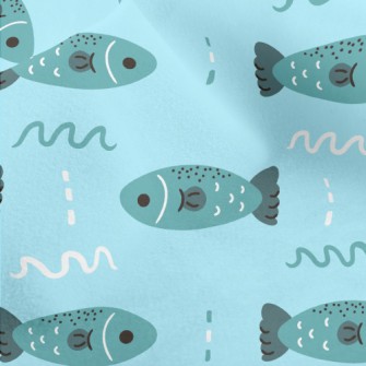 Deep Sea Swimming Fish Micro Fleece