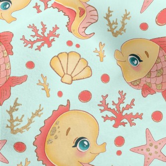 Scale Fish And Seahorse Micro Fleece