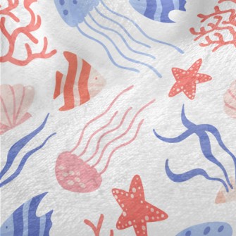 Bright Coral Jellyfish Fish Minky