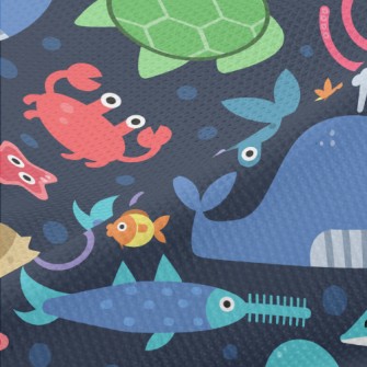 Funny Big-eyed Sea Animals Piqué
