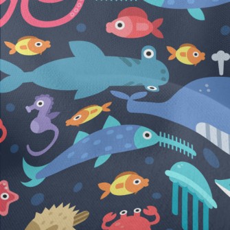 Funny Big-eyed Sea Animals Lightweight Performance Linen