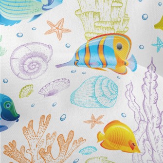 Bright Fish And Coral Lightweight Performance Linen