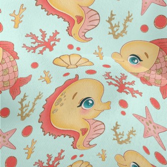 Scale Fish And Seahorse Lightweight Performance Linen