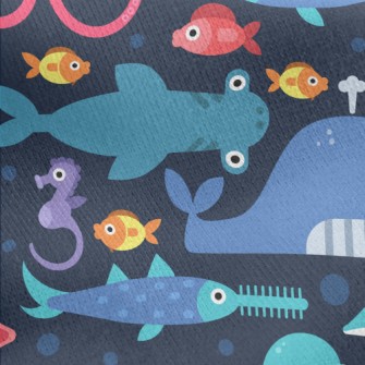 Funny Big-eyed Sea Animals Jersey Backed Fleece