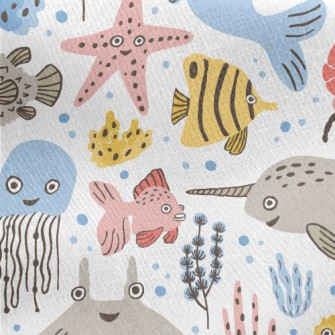 Surprised And Funny Sea Creatu Jersey Backed Fleece