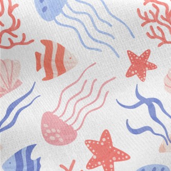 Bright Coral Jellyfish Fish Jersey Backed Fleece