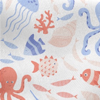 Gentle Octopus Seahorse Starfi Jersey Backed Fleece