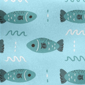 Deep Sea Swimming Fish Jersey Backed Fleece