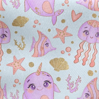 Mysterious Sea Creatures Jersey Backed Fleece