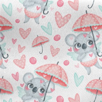 Love Umbrella And Koala Jersey Backed Fleece