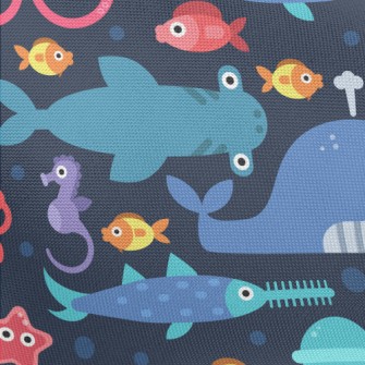 Funny Big-eyed Sea Animals Pongee