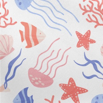Bright Coral Jellyfish Fish Pongee