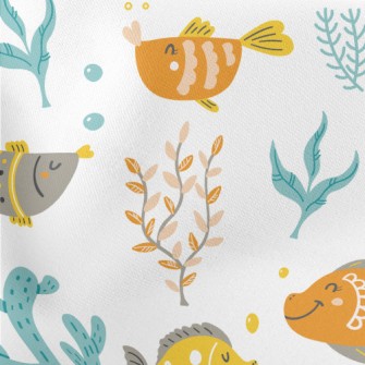 Leisurely Little Fish On The B Lightweight Cotton Poplin
