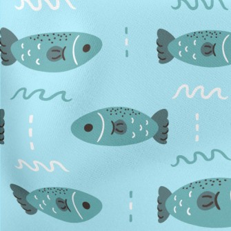 Deep Sea Swimming Fish Lightweight Cotton Poplin