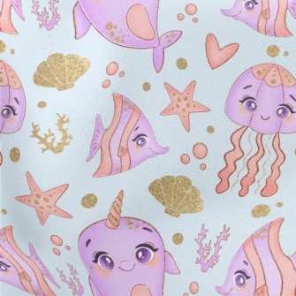 Mysterious Sea Creatures Lightweight Cotton Poplin