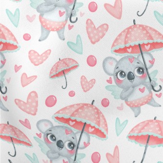 Love Umbrella And Koala Lightweight Cotton Poplin