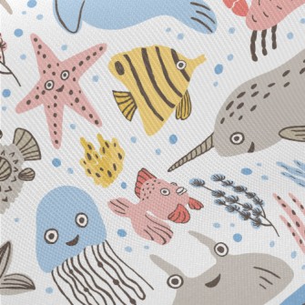 Surprised And Funny Sea Creatu Midweight Cotton Poplin