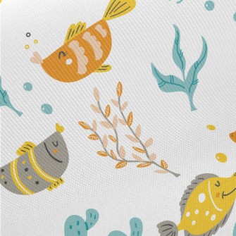 Leisurely Little Fish On The B Midweight Cotton Poplin