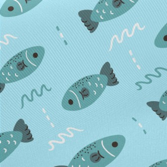 Deep Sea Swimming Fish Midweight Cotton Poplin