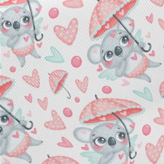 Love Umbrella And Koala Midweight Cotton Poplin