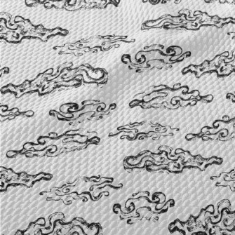 Hand Drawn Ink Clouds Birdseye Piqué
