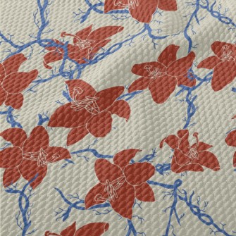 Vintage Tropical Hibiscus Birdseye Piqué