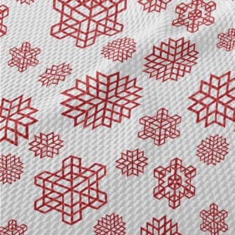 Red Christmas Snowflakes Birdseye Piqué