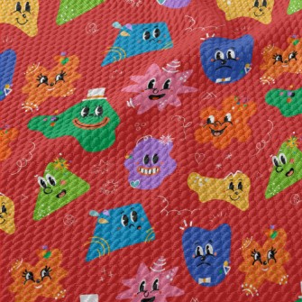 Funny Cartoon Shapes Birdseye Piqué