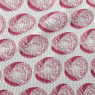 Hand Drawn Chinese Phoenix Birdseye Piqué