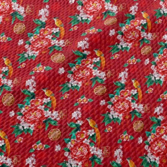 Chinese Festive Flowers And Bi Birdseye Piqué