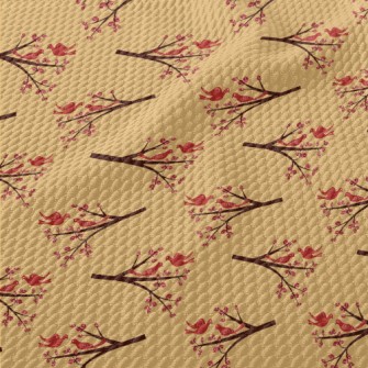 Autumn Birds And Branches Birdseye Piqué