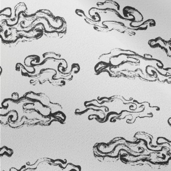 Hand Drawn Ink Clouds Chiffon