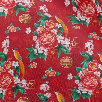 Chinese Festive Flowers And Bi Chiffon